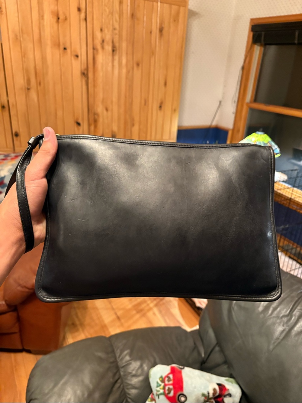 Vintage Coach 1990’s large coach black leather large slim clutch - Picture 7 of 7